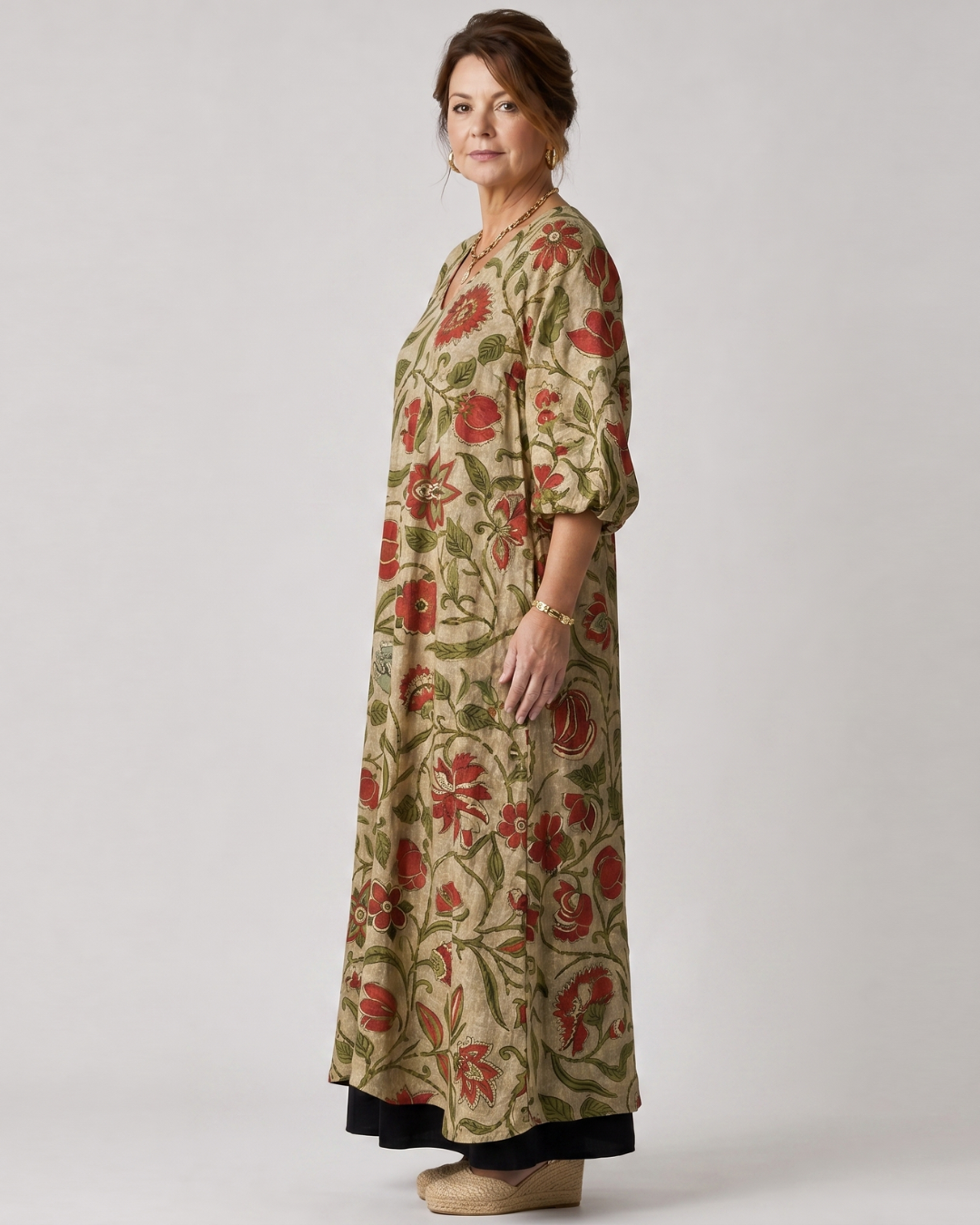 Wilhelmine | Vestido midi boho con estampado botánico